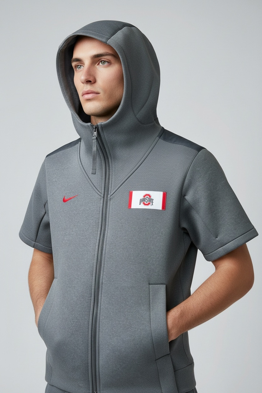 Nike Ohio State Buckeyes Showout On-Field Short Sleeve Hoodie Grey